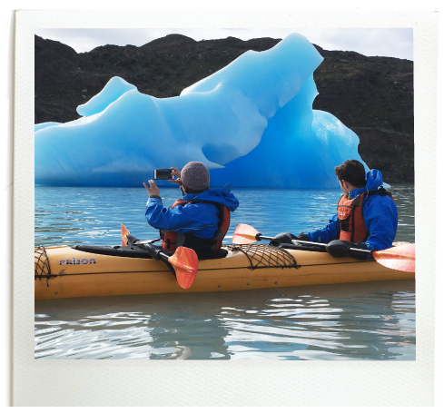 kayak among icebergs grey lake torres del paine